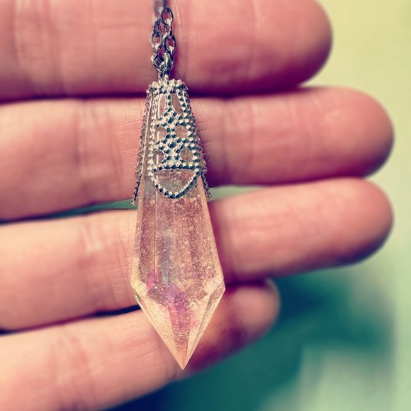 Handmade Holographic Pink Resin "crystal" Necklace - Picture 6 of 6